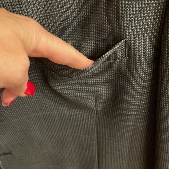 Andrew Frezza men’s Grey Blue small check blazer jacket career 100% wool  46R - Picture 4 of 15